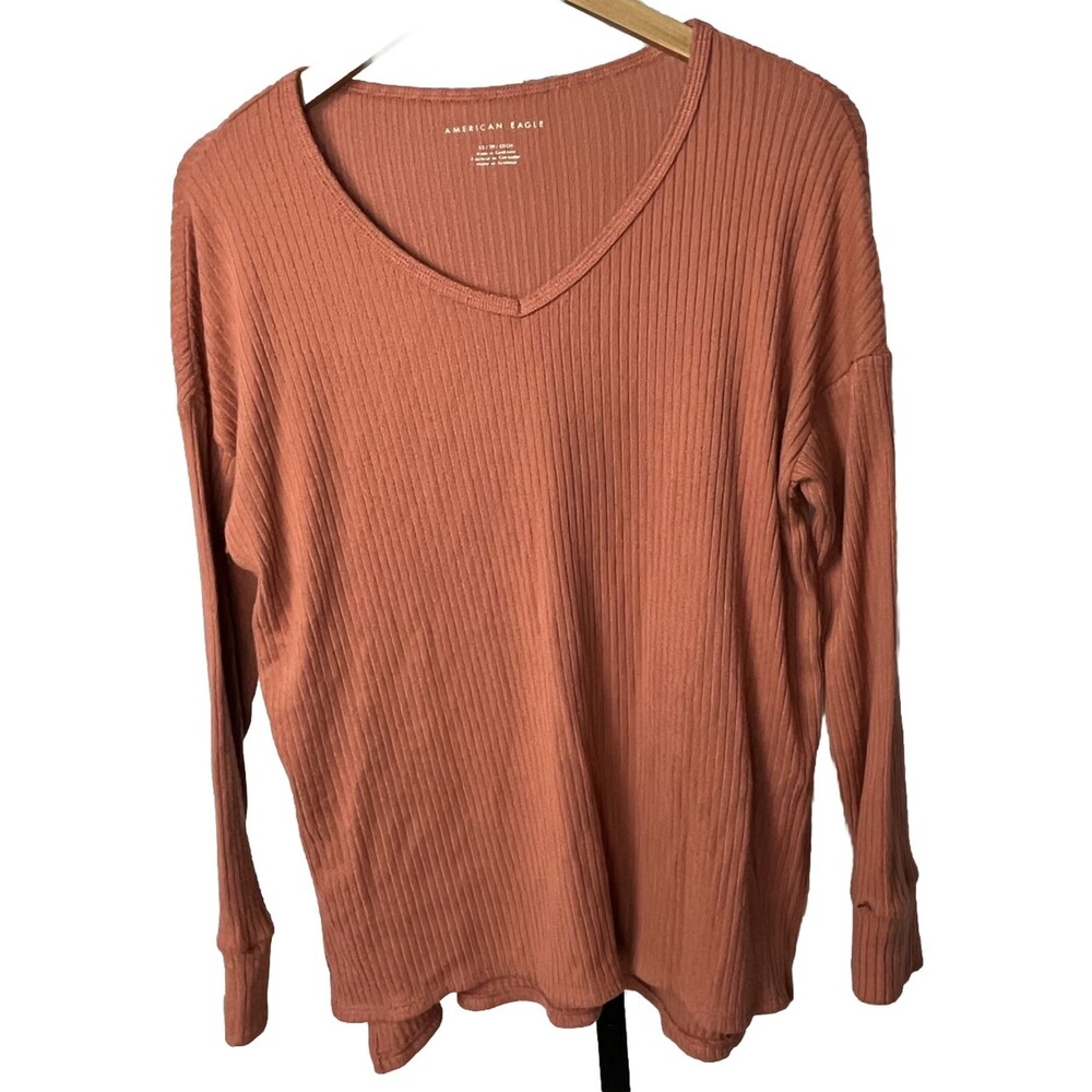 American Eagle Outfitters Long Sleeve Top Boho Earth Tone Brown Neutral Layer XS